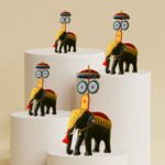 Pooram Elephant with Umbrella (Rose Wood) - Image 3
